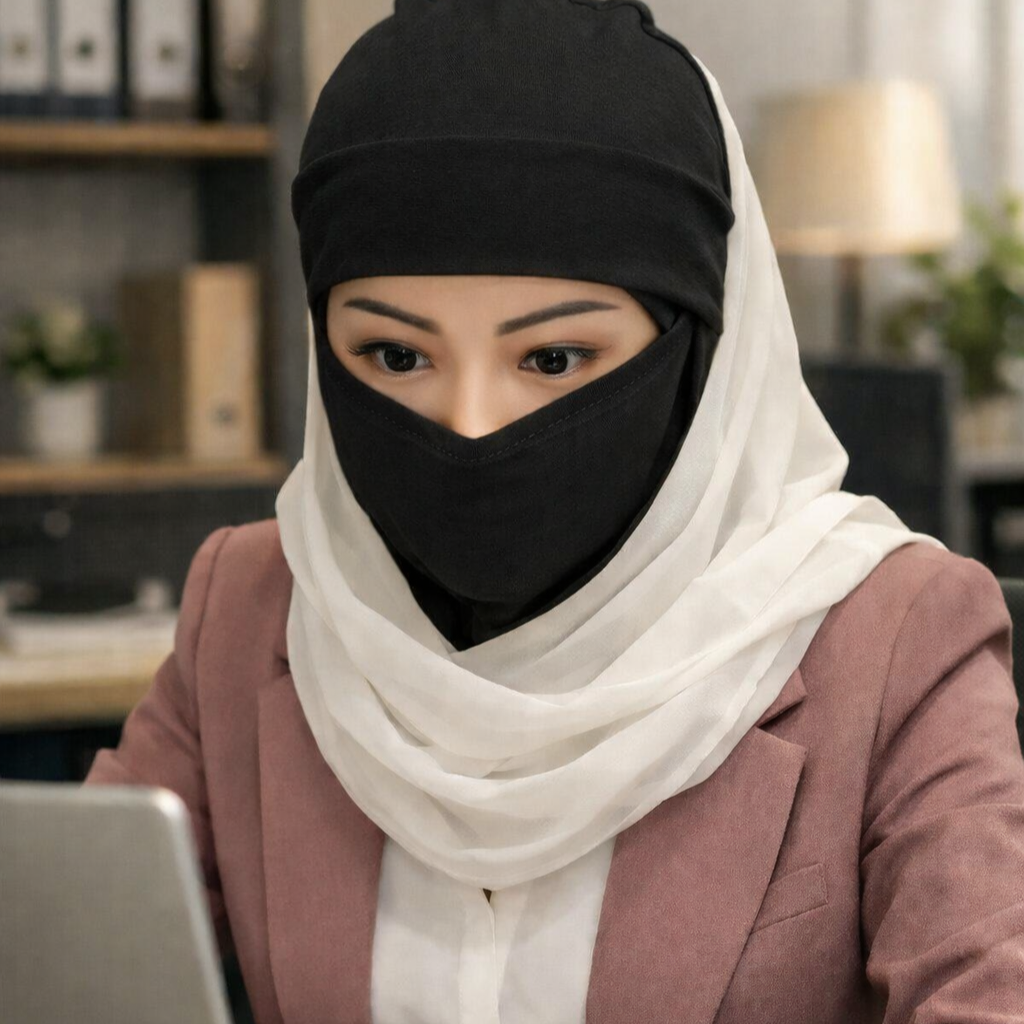 Premium Black Ninja Niqab Hijab Cap Full Head Cover Ninja Niqab Cap