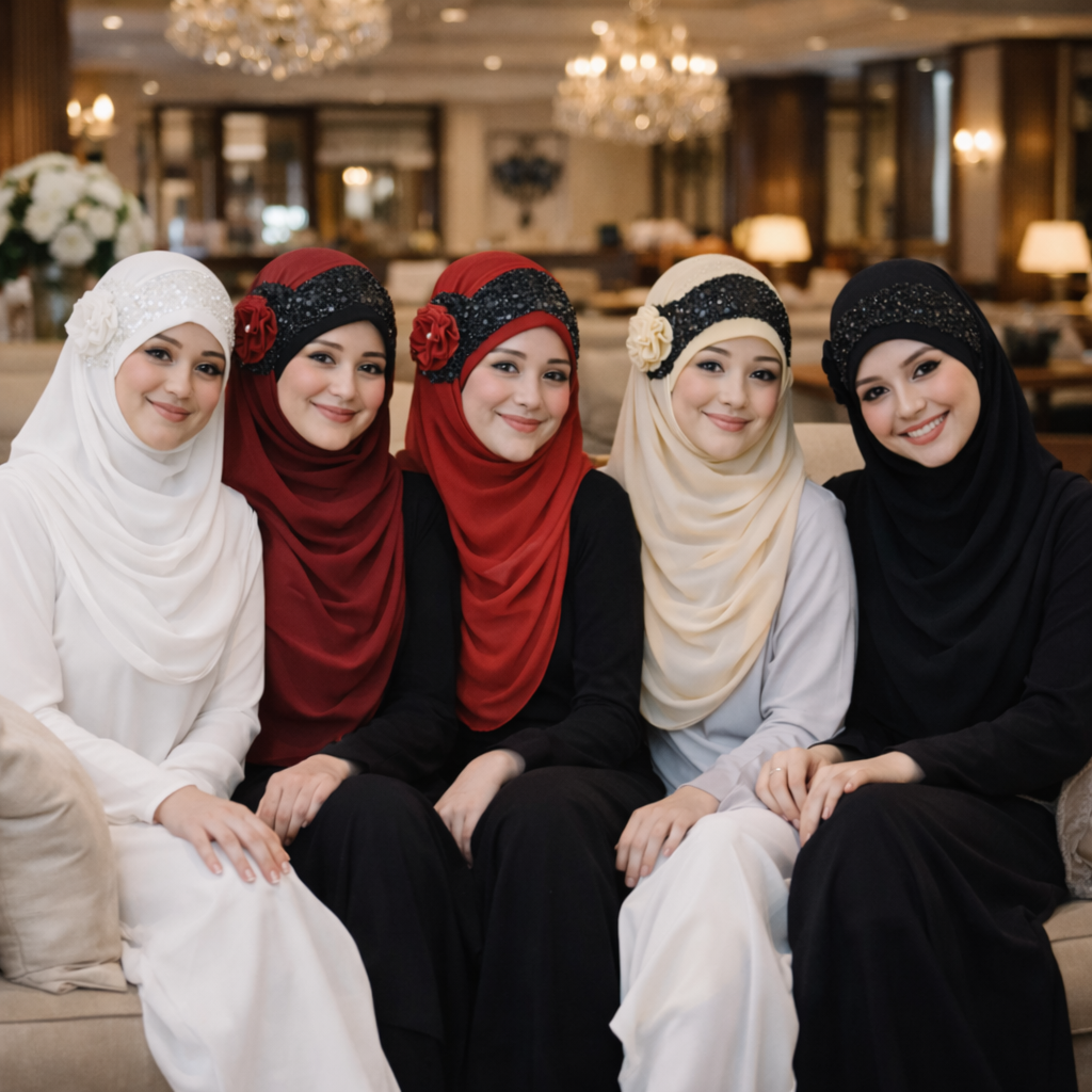 Noor-e-Elegance – Pure White Luxury Hijab (Party Wear Ready to Wear Hijab)