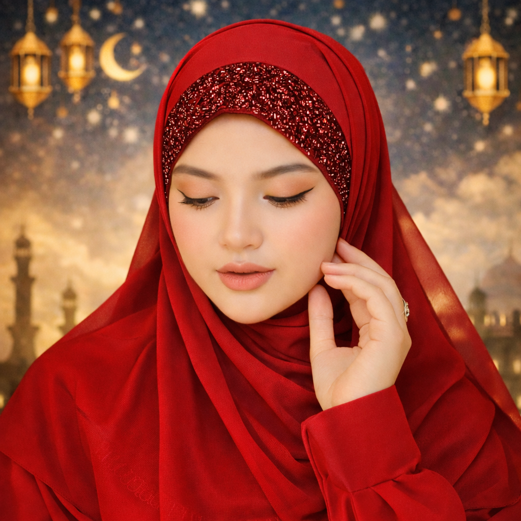 Instant Chiffon Hijab with Attached Under Cap – Party & Event Ready Modest Wear