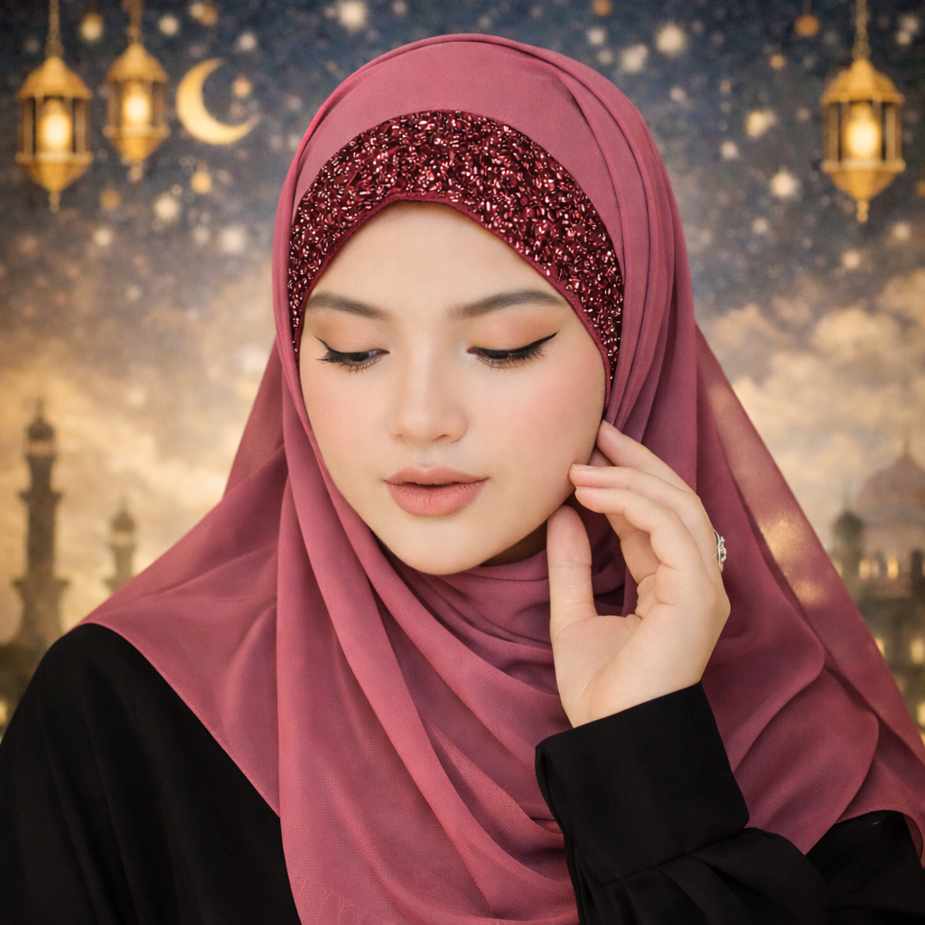 Instant Chiffon Hijab with Attached Under Cap – Party & Event Ready Modest Wear