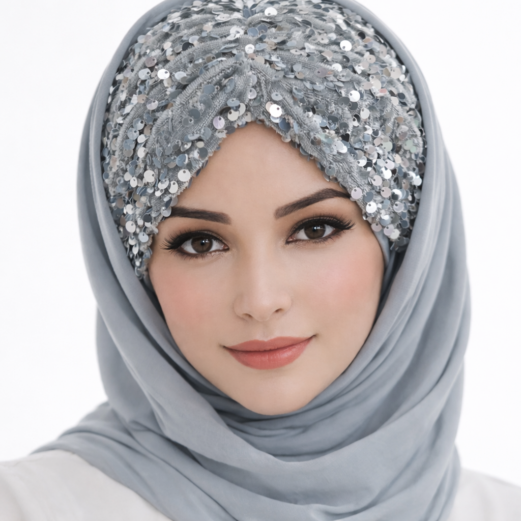 Shining Star Fancy Ready to Wear Hijab – Pearl Grey | Luxury Party & Formal Wear
