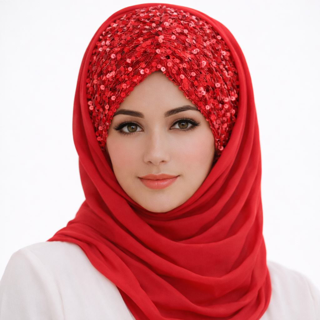 Shining Star Fancy Ready to Wear Hijab – Classic Wine Maroon | Luxury Wedding & Party Wear