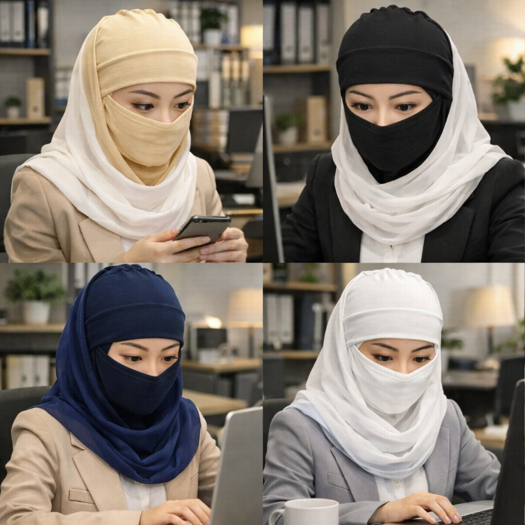 Premium Black Ninja Niqab Hijab Cap Full Head Cover Ninja Niqab Cap