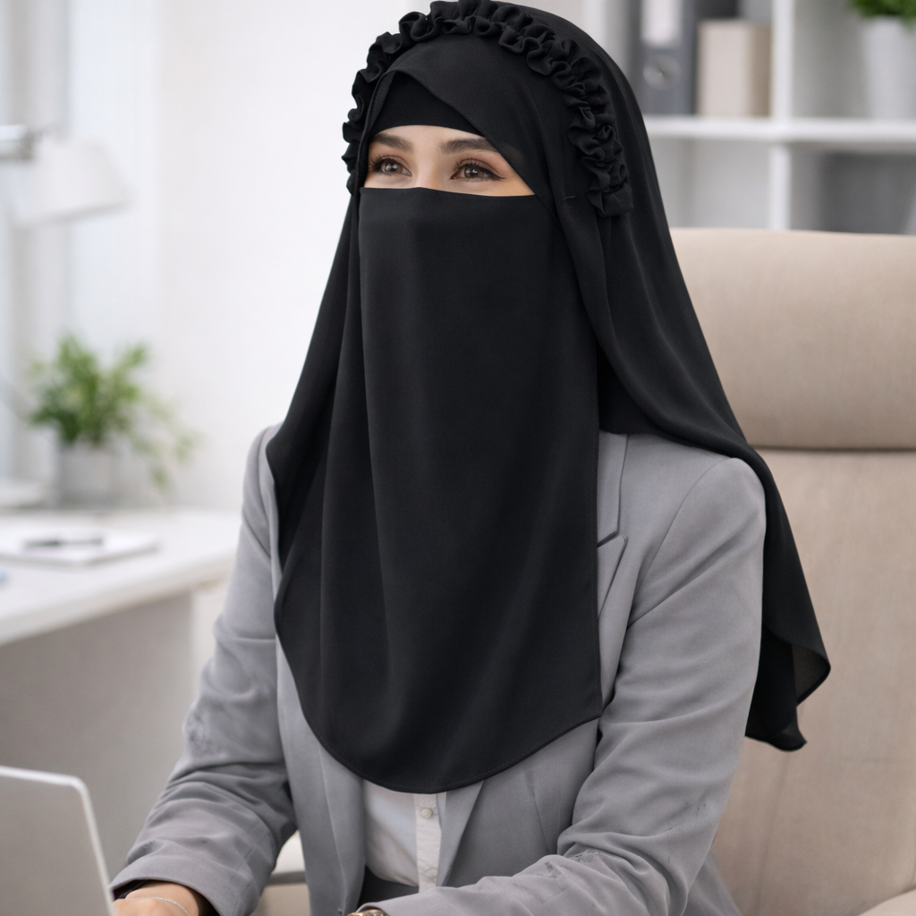 Ready-to-Wear Crown Hijab with Niqab & Cap for Women and Girls – Stylish, Comfortable & Easy Wear