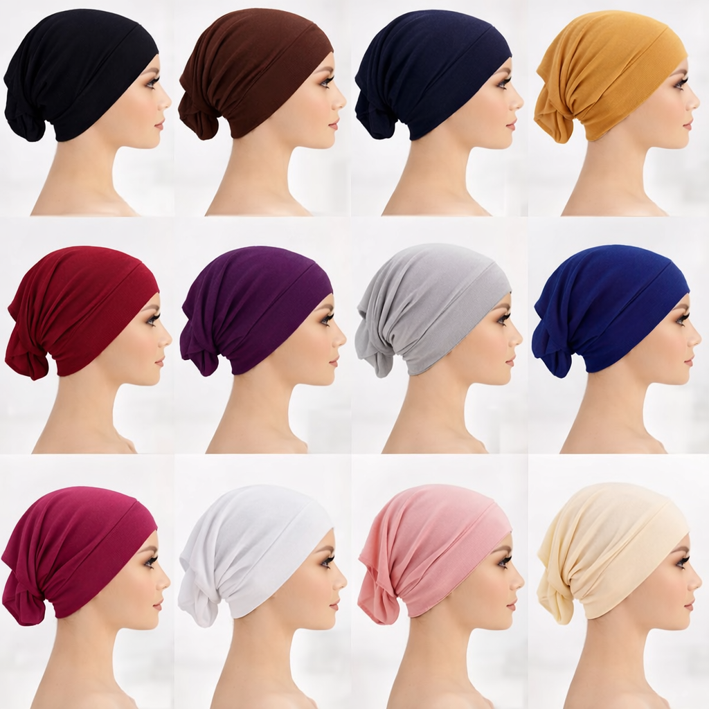 Plain Tube Inner Hijab Caps for Girls & Women, Soft, Comfortable & Breathable (Pack of 9)