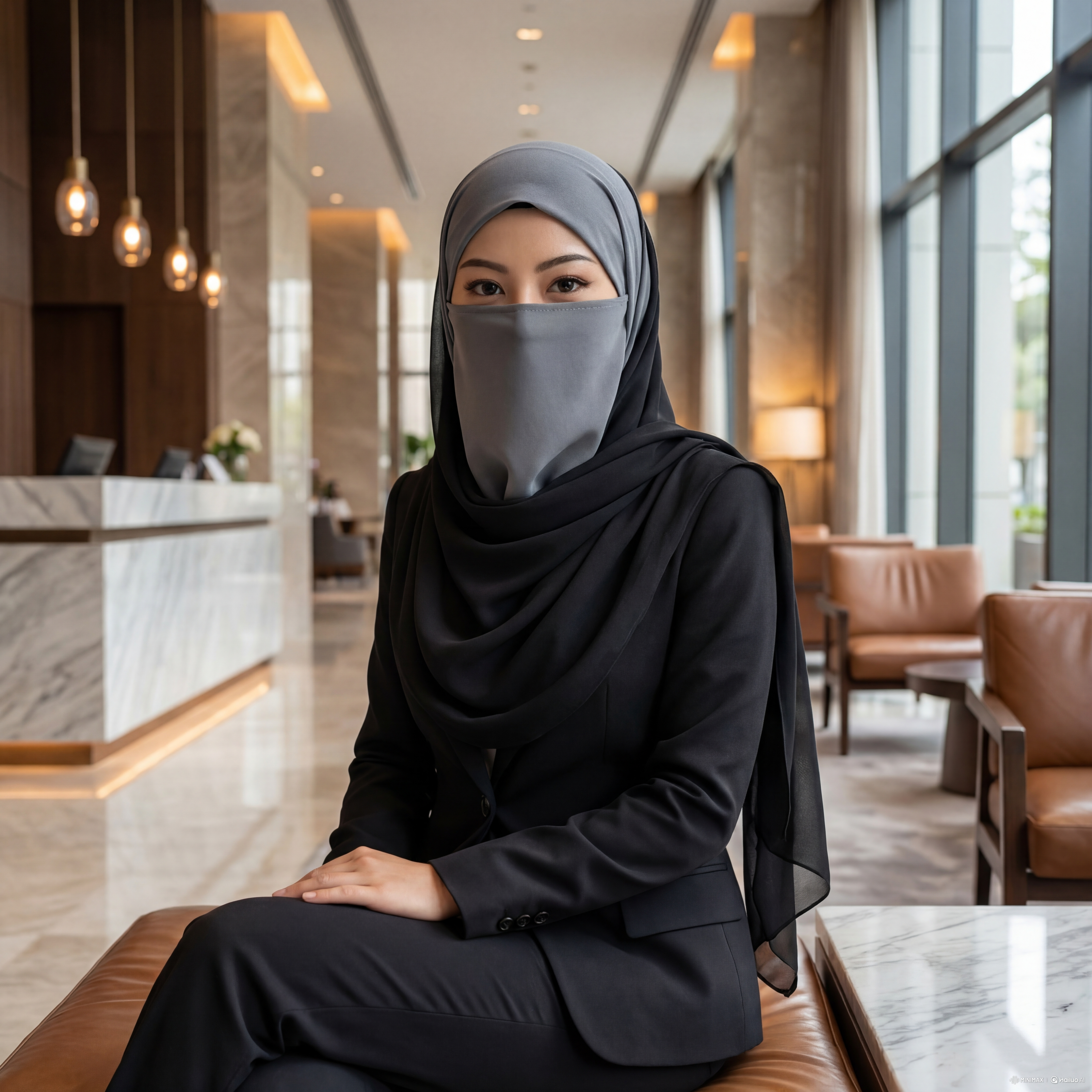 Premium Grey Ninja Niqab Hijab Cap Full Cover Ninja Niqab Cap