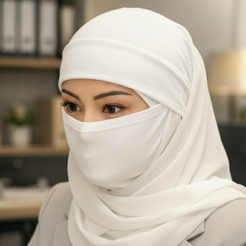 Premium White Ninja Niqab Hijab Cap Full Head Cover Ninja Niqab Cap