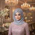 Shining Star Fancy Ready to Wear Hijab – Pearl Grey | Luxury Party & Formal Wear