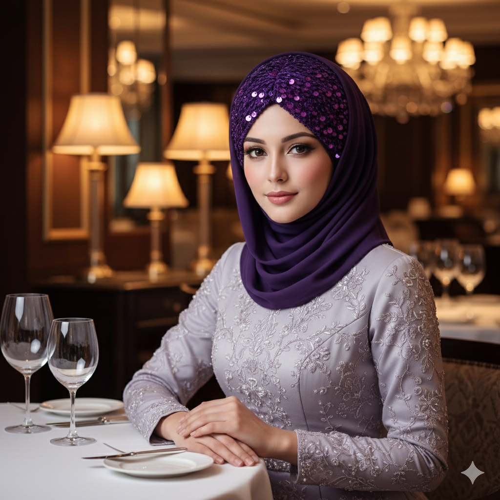 Shining Star Fancy Ready to Wear Hijab – Soft Lavender | Luxury Party Hijab