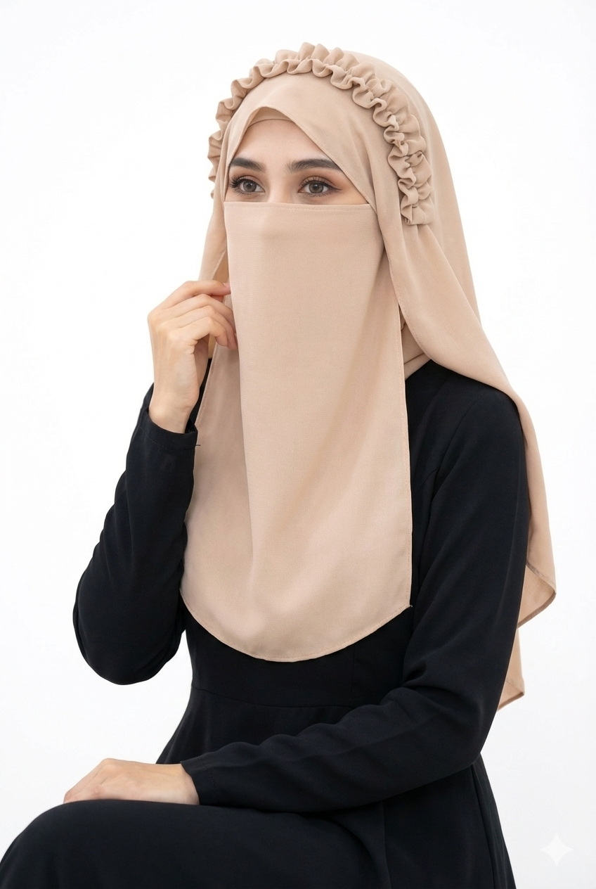 Ready-to-Wear Crown Hijab with Niqab & Cap for Women and Girls – Stylish, Comfortable & Easy Wear