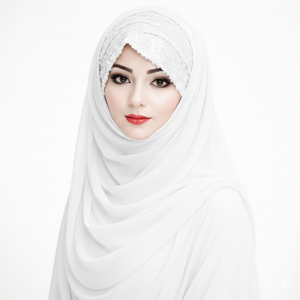 Shining Star Fancy Ready-to-Wear Hijab Perfect for Wedding & Party Wear (Black Color)