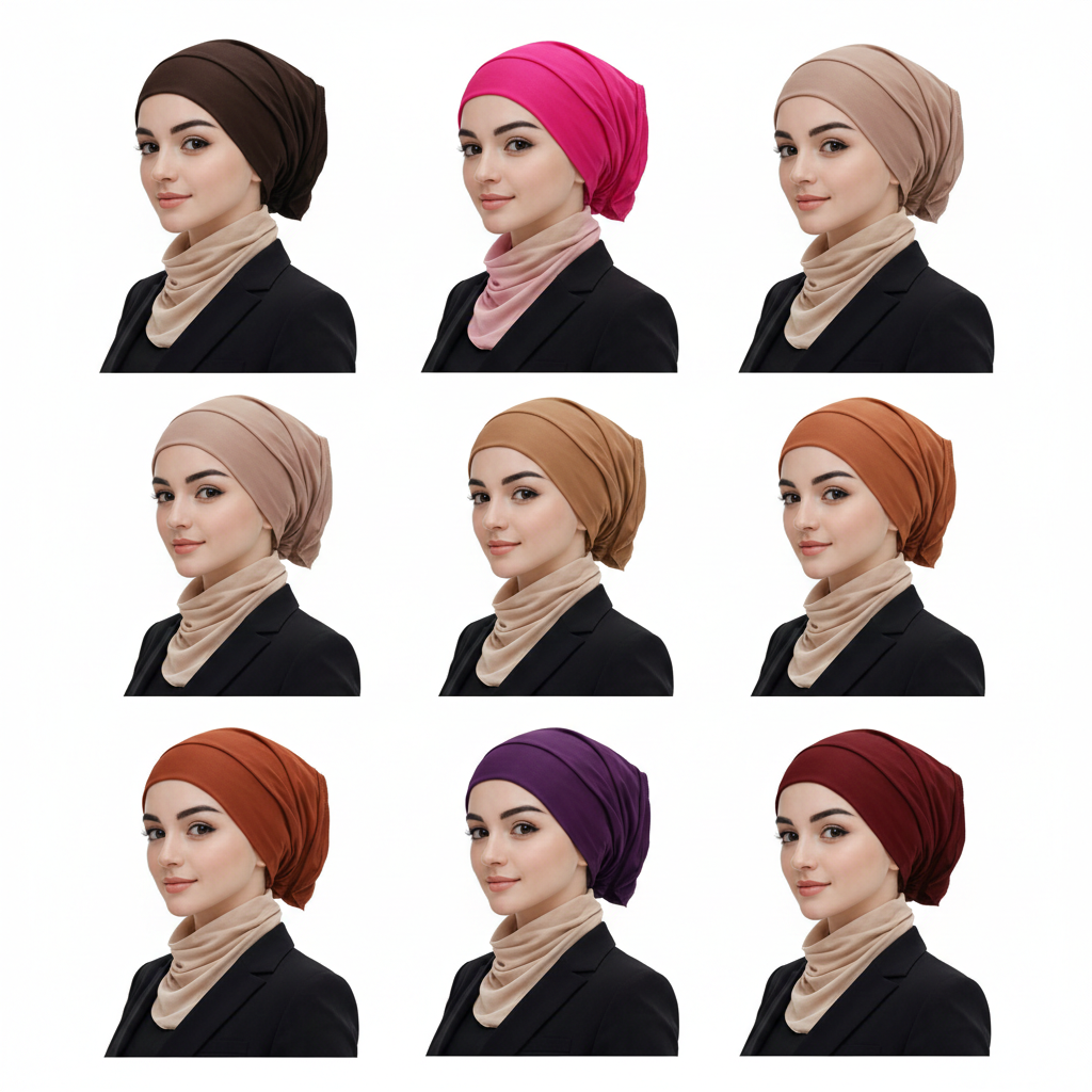 Plain Tube Inner Hijab Caps for Girls & Women, Soft, Comfortable & Breathable (Pack of 9)