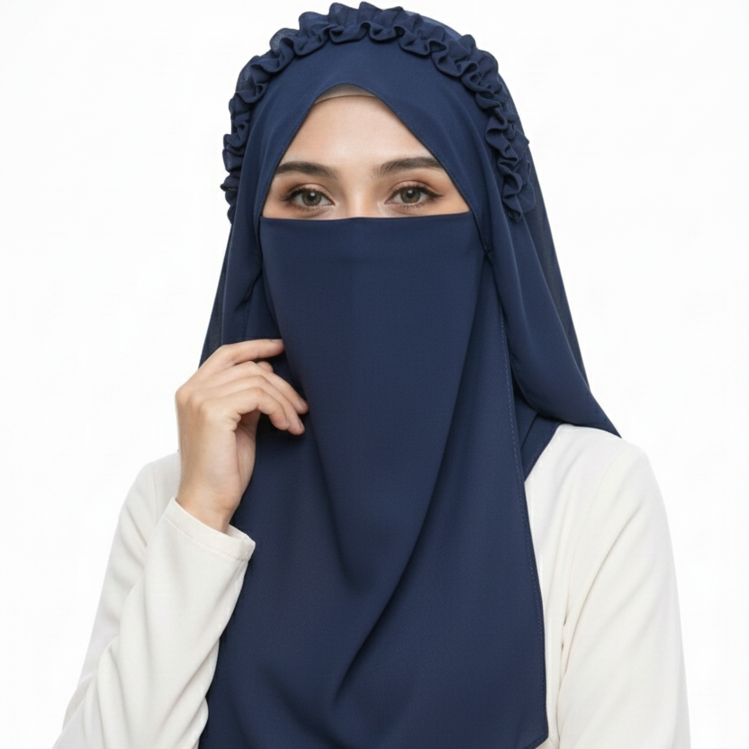 Ready-to-Wear Crown Hijab with Niqab & Cap for Women and Girls – Stylish, Comfortable & Easy Wear