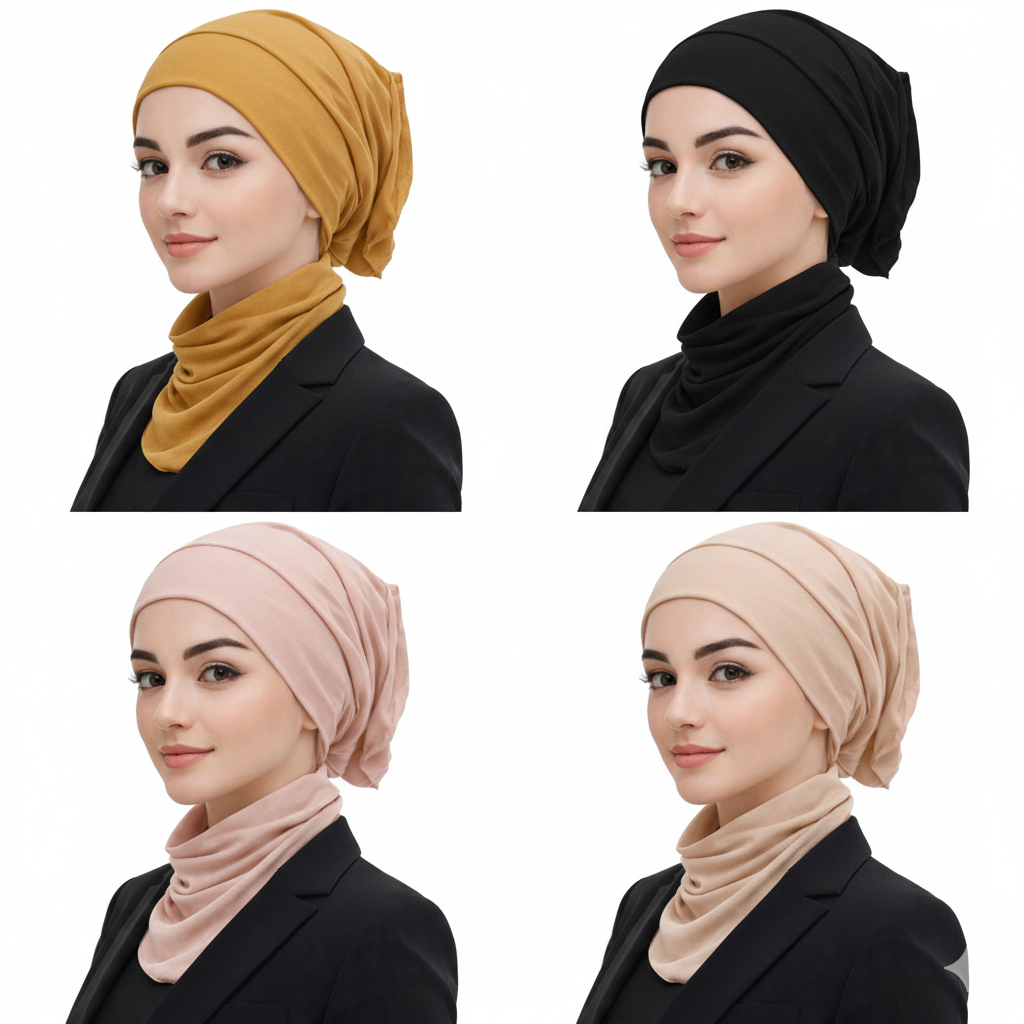 Plain Tube Inner Hijab Caps for Girls & Women – Soft, Comfortable & Breathable (Pack of 4)