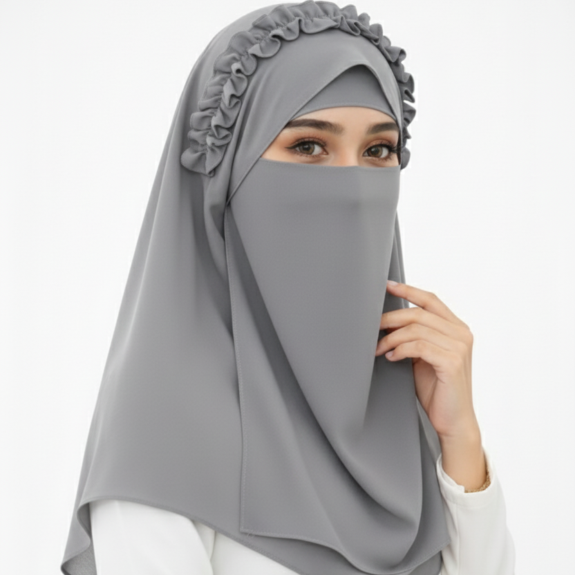 Ready-to-Wear Crown Hijab with Niqab & Cap for Women and Girls – Stylish, Comfortable & Easy Wear