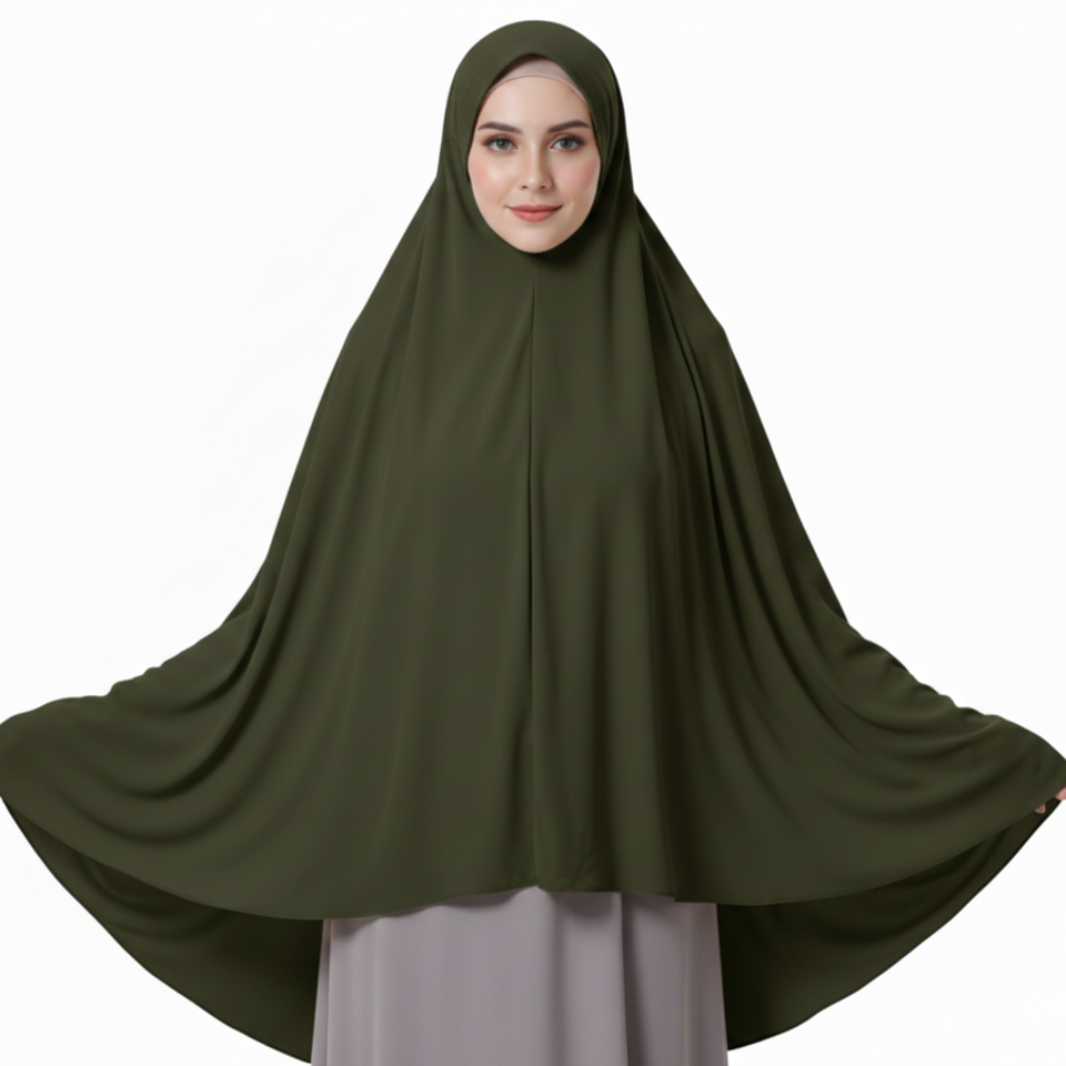 Muslim Women’s Namaz Prayer Scarf – Soft Cotton Jersey Hijab - Ehram & Naqab Style - Full Coverage