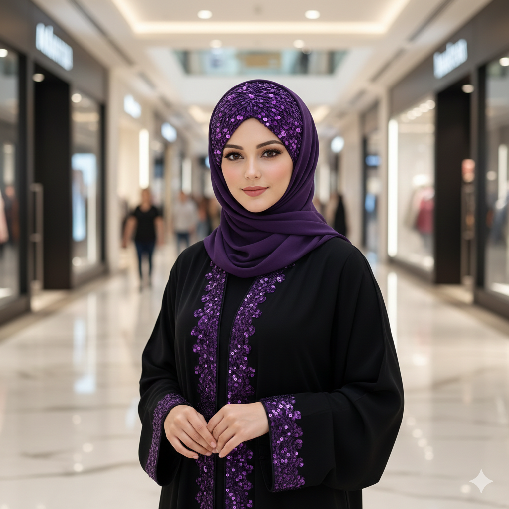 Shining Star Fancy Ready to Wear Hijab – Soft Lavender | Luxury Party Hijab