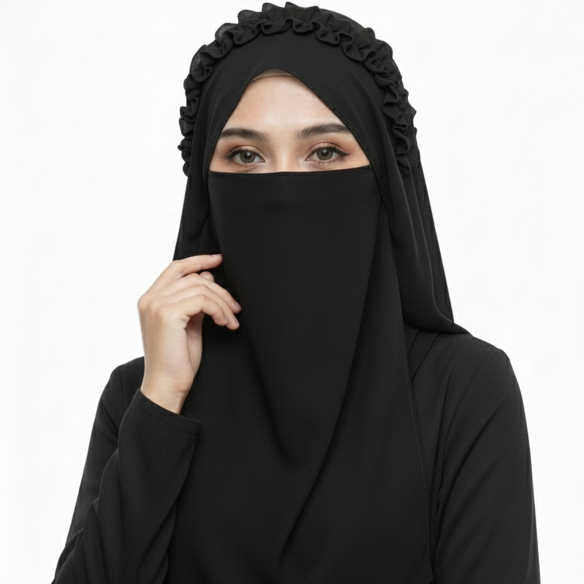 Ready-to-Wear Crown Hijab with Niqab & Cap for Women and Girls – Stylish, Comfortable & Easy Wear