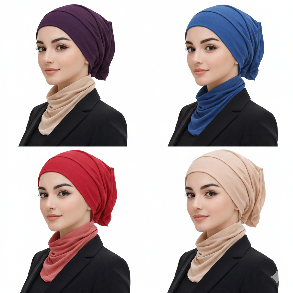 Plain Tube Inner Hijab Caps for Girls & Women – Soft, Comfortable & Breathable (Pack of 4)
