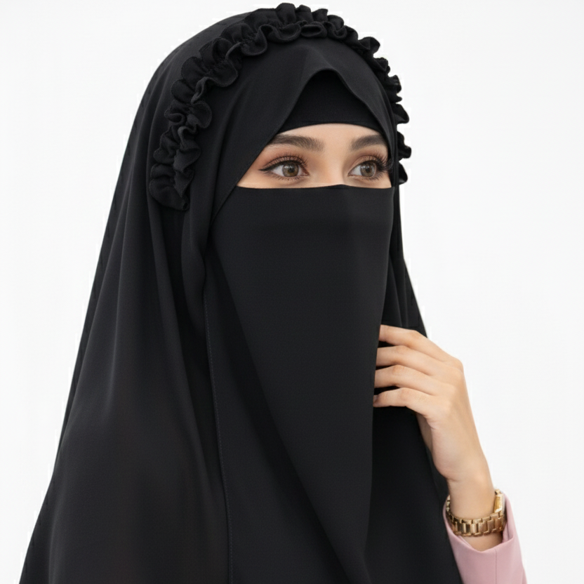 Ready-to-Wear Crown Hijab with Niqab & Cap for Women and Girls – Stylish, Comfortable & Easy Wear
