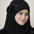 Noor-e-Elegance – Black Luxury Hijab (Party Wear Ready to Wear Hijab)