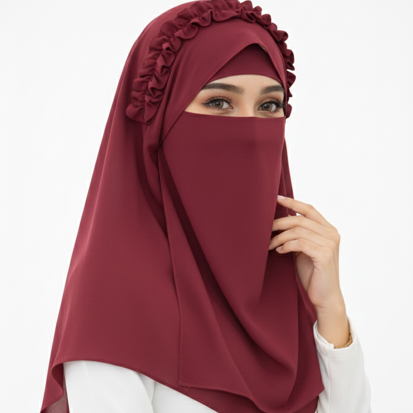 Ready-to-Wear Crown Hijab with Niqab & Cap for Women and Girls – Stylish, Comfortable & Easy Wear