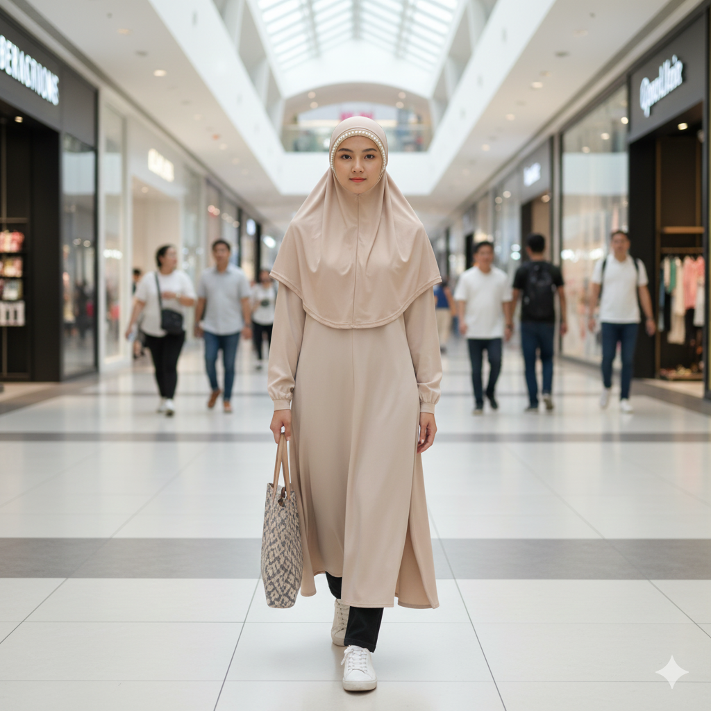 PARTY WEAR INNER PEARL FANCY HIJAB CAP FOR WOMEN & GIRLS, SKIN (BEIGE) COLOR