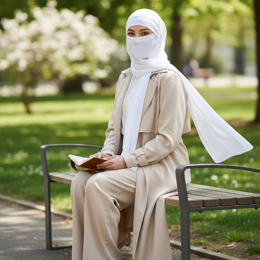 Premium White Ninja Niqab Hijab Cap Full Head Cover Ninja Niqab Cap