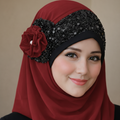 Noor-e-Elegance – Royal Maroon Luxury Hijab (Party Wear Ready to Wear Hijab)