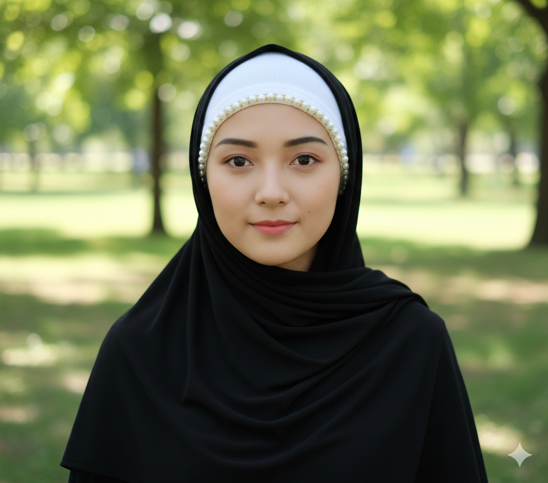 PARTY WEAR INNER PEARL FANCY HIJAB CAP FOR WOMEN & GIRLS( WHITE COLOR)