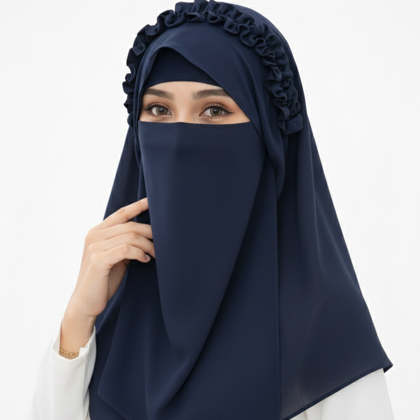 Ready-to-Wear Crown Hijab with Niqab & Cap for Women and Girls – Stylish, Comfortable & Easy Wear