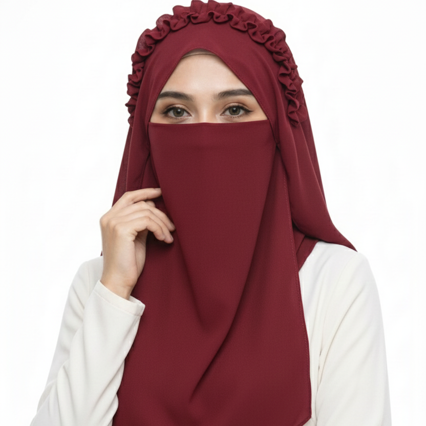Ready-to-Wear Crown Hijab with Niqab & Cap for Women and Girls – Stylish, Comfortable & Easy Wear