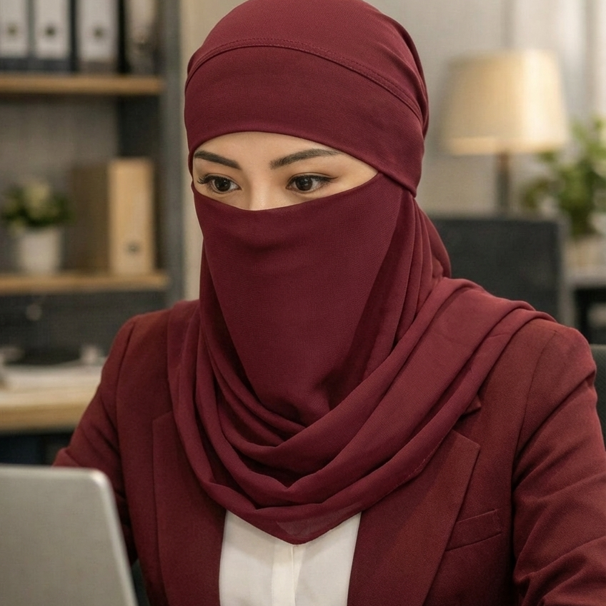 Classis Maroon Ninja Niqab Inner Cap full coverage and a secure fit (maroon color)