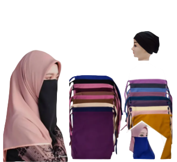 Pack of 5 hijabs in various colors with a free tube cap,