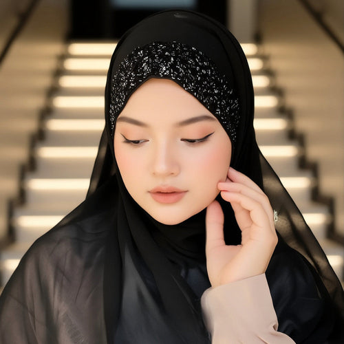 Instant Chiffon Hijab with Attached Under Cap – Party & Event Ready Modest Wear