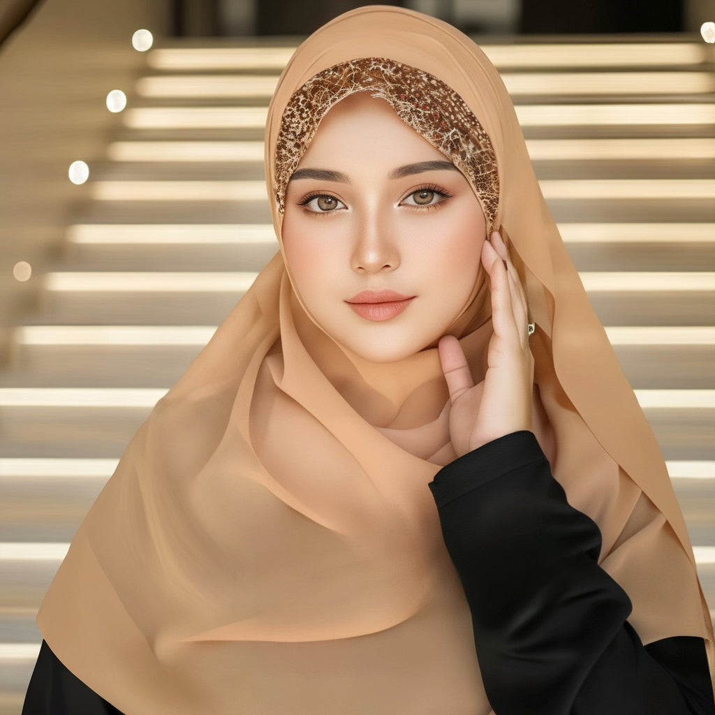 Instant Chiffon Hijab with Attached Under Cap – Party & Event Ready Modest Wear