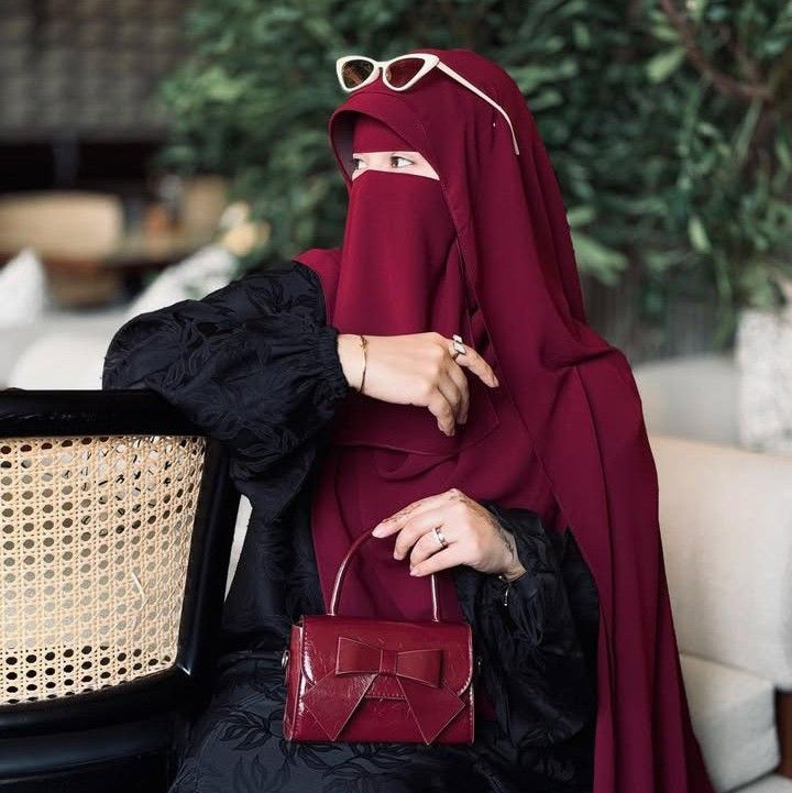 Chiffon 3in1 Set | Hijab + Dori Niqab + Cap – Luxury Top Quality for Girls & Women