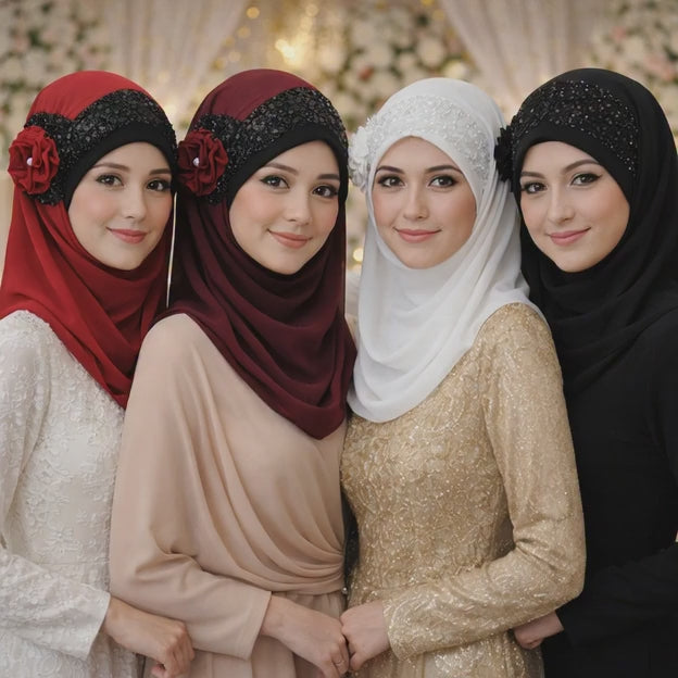 Noor-e-Elegance – Black Luxury Hijab (Party Wear Ready to Wear Hijab)