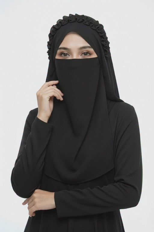 Ready-to-Wear Crown Hijab with Niqab & Cap for Women and Girls – Stylish, Comfortable & Easy Wear