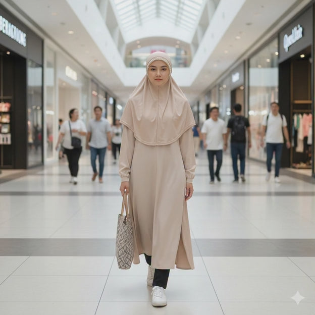 PARTY WEAR INNER PEARL FANCY HIJAB CAP FOR WOMEN & GIRLS, SKIN (BEIGE) COLOR